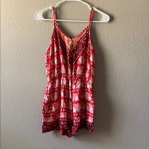 Boho-style red romper